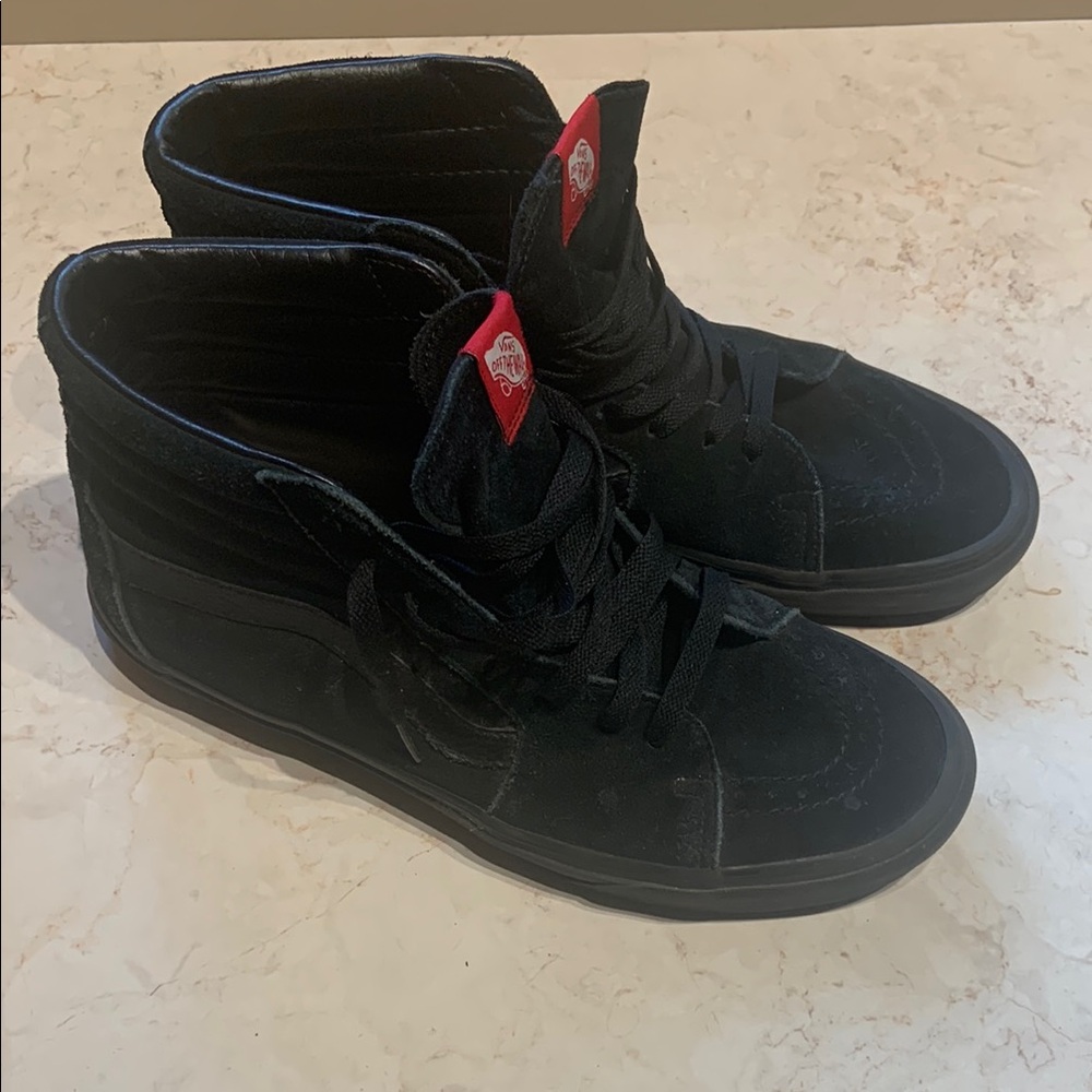 Vans Black and Red High-Top Sneakers